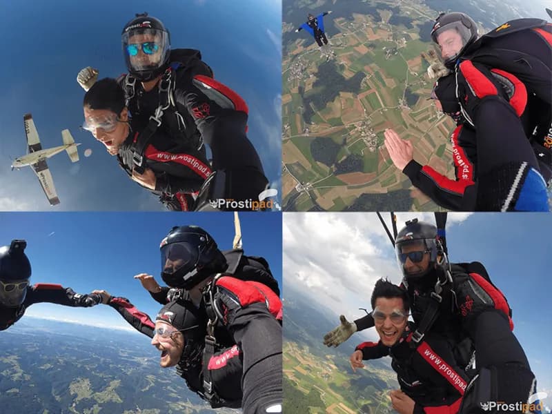 Skok s padalom v tandemu ročna kamera